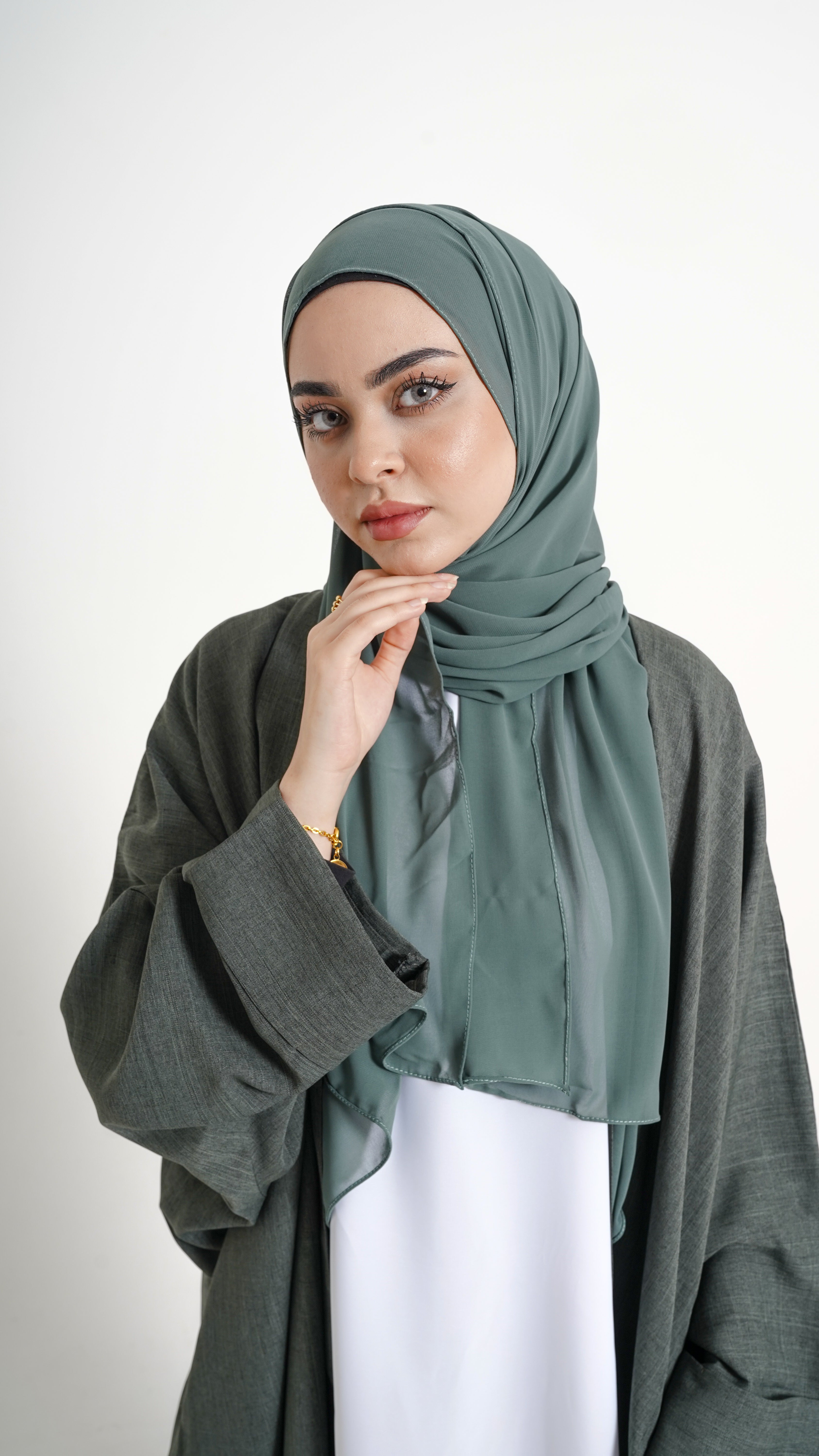 Khaki linen blend abaya