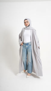 Light Grey Linen blend Abaya