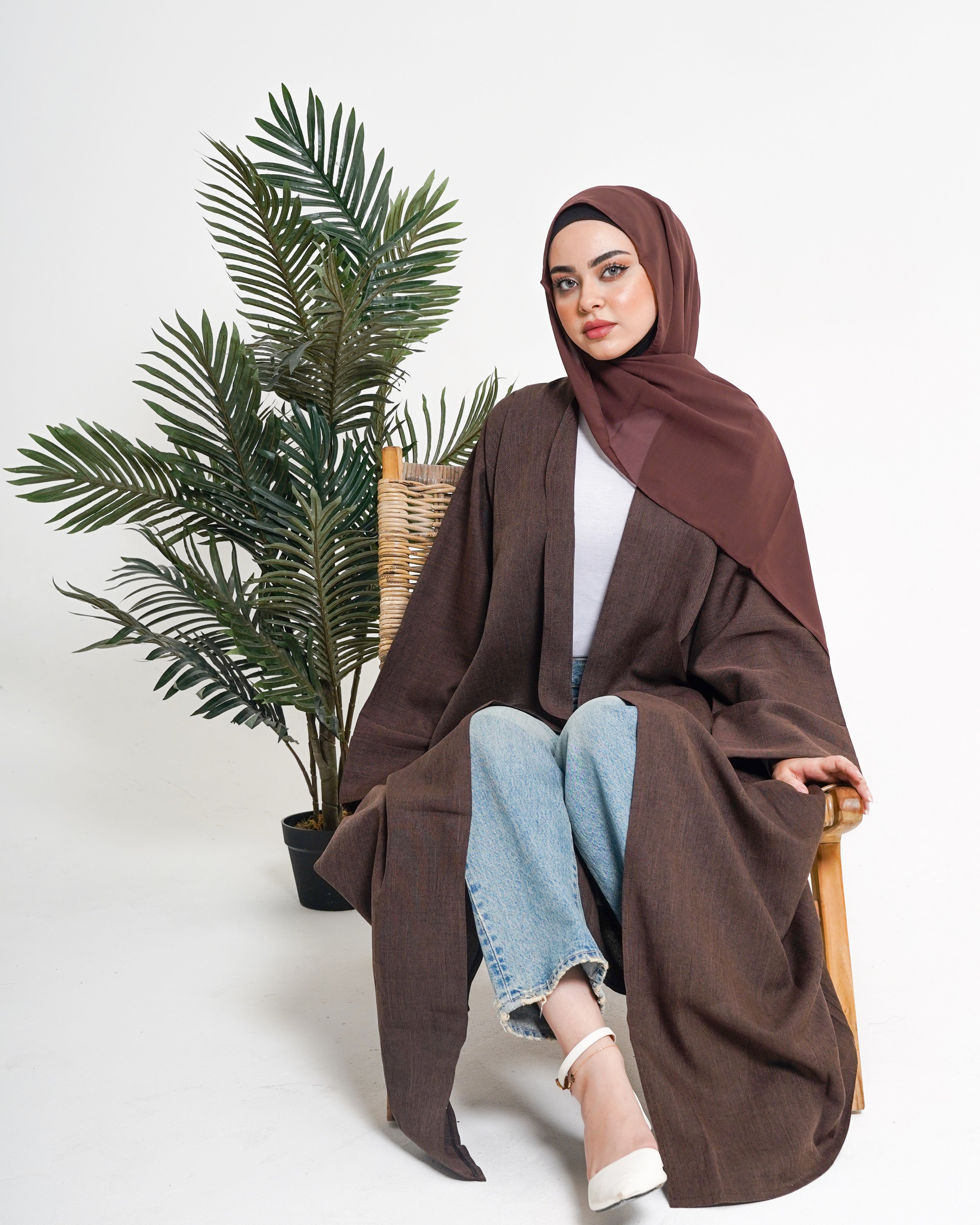 Coffee Linen blend Abaya