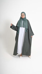 Khaki linen blend abaya