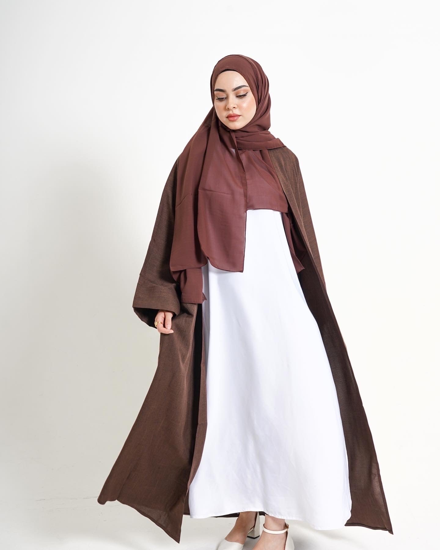 Coffee Linen blend Abaya