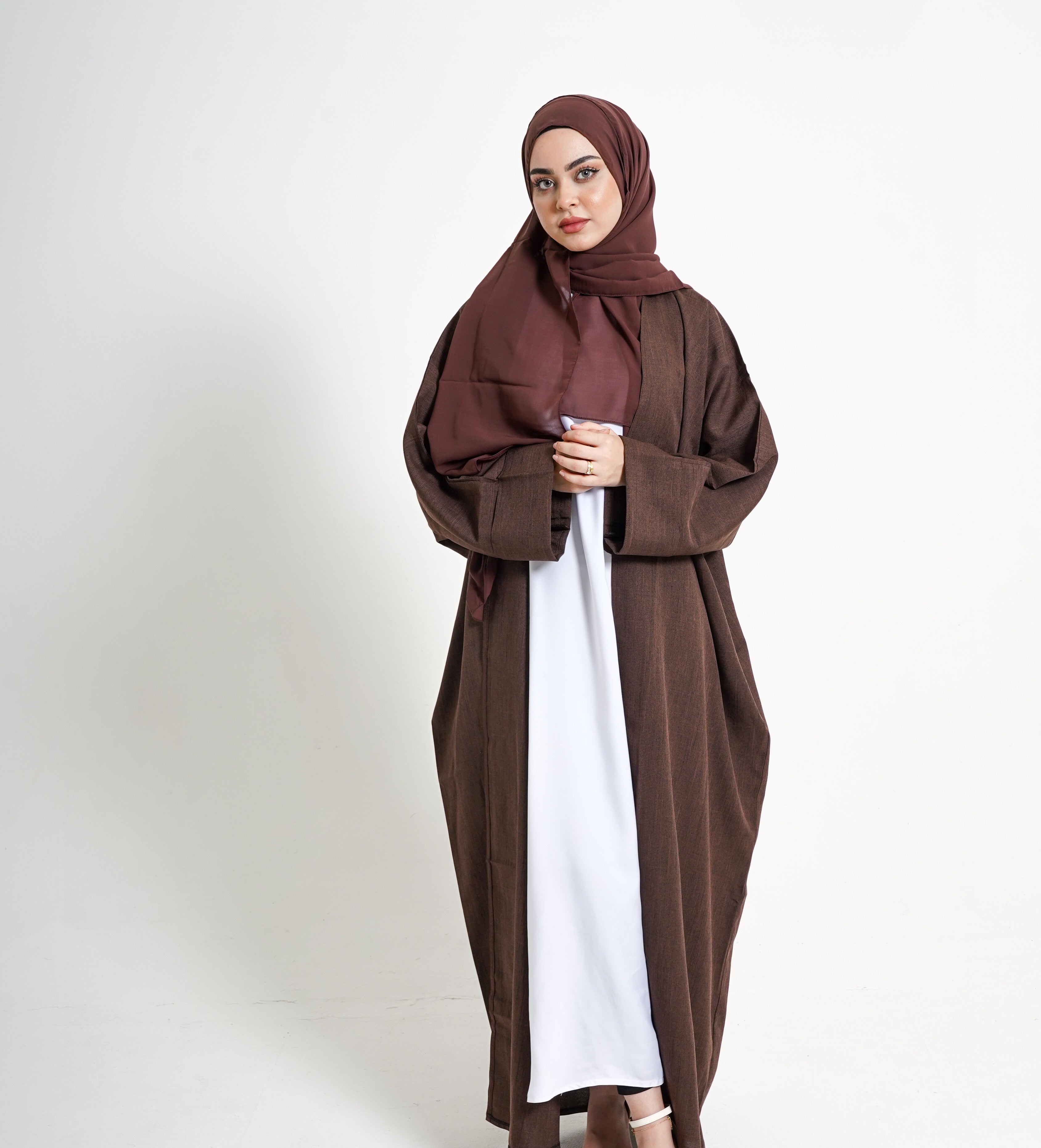 Coffee Linen blend Abaya