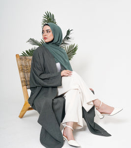 Khaki linen blend abaya