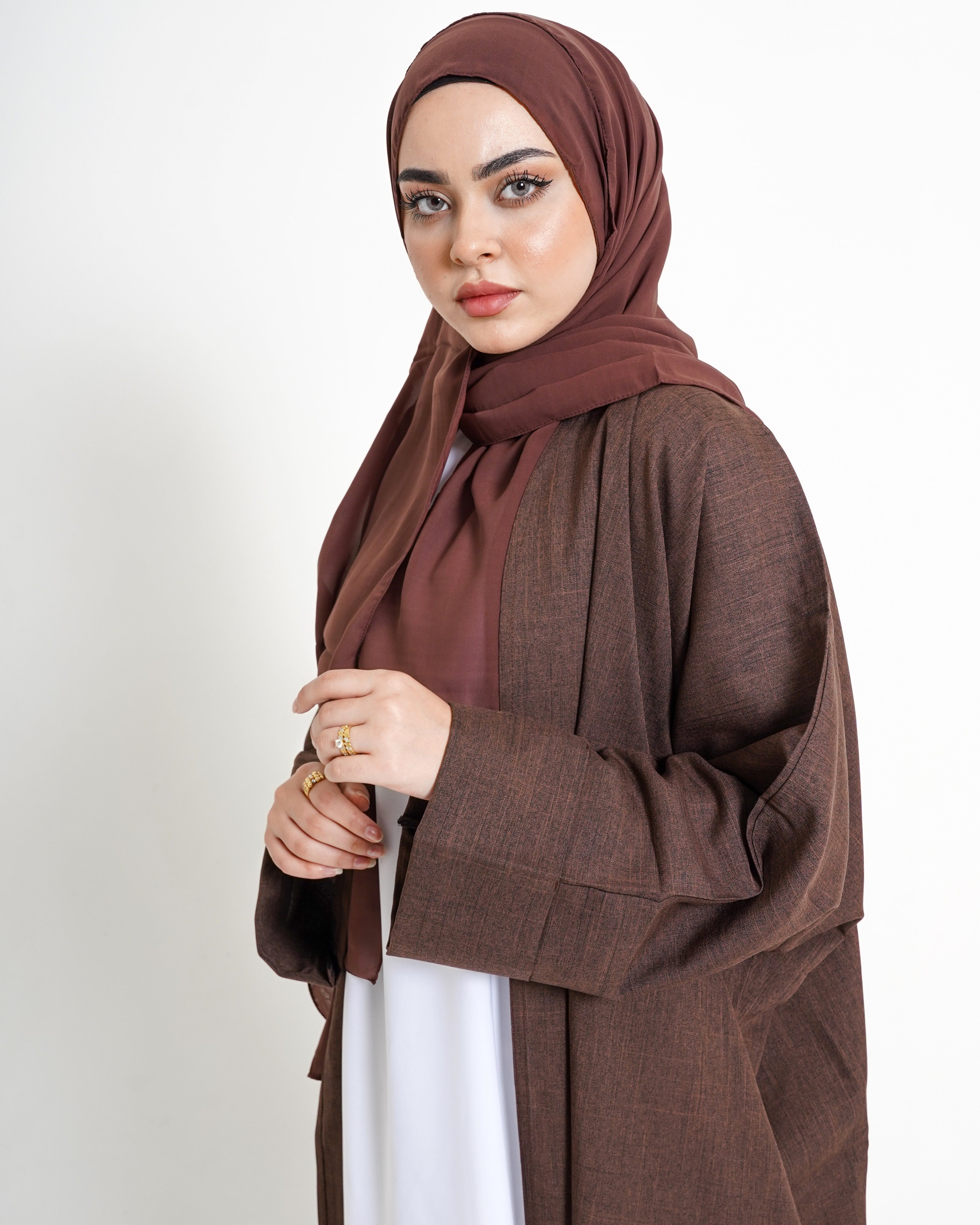 Coffee Linen blend Abaya