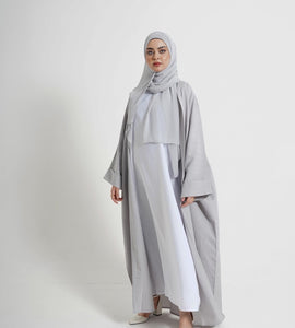 Light Grey Linen blend Abaya