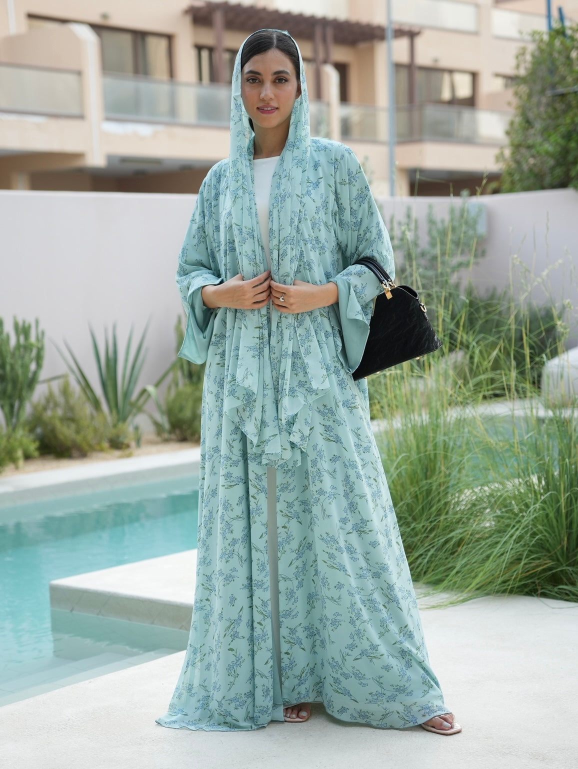 amira fashion dress abaya Amira Black on Black Abaya Set