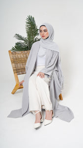 Light Grey Linen blend Abaya