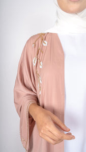 Embellished open abaya in Dusty Pink