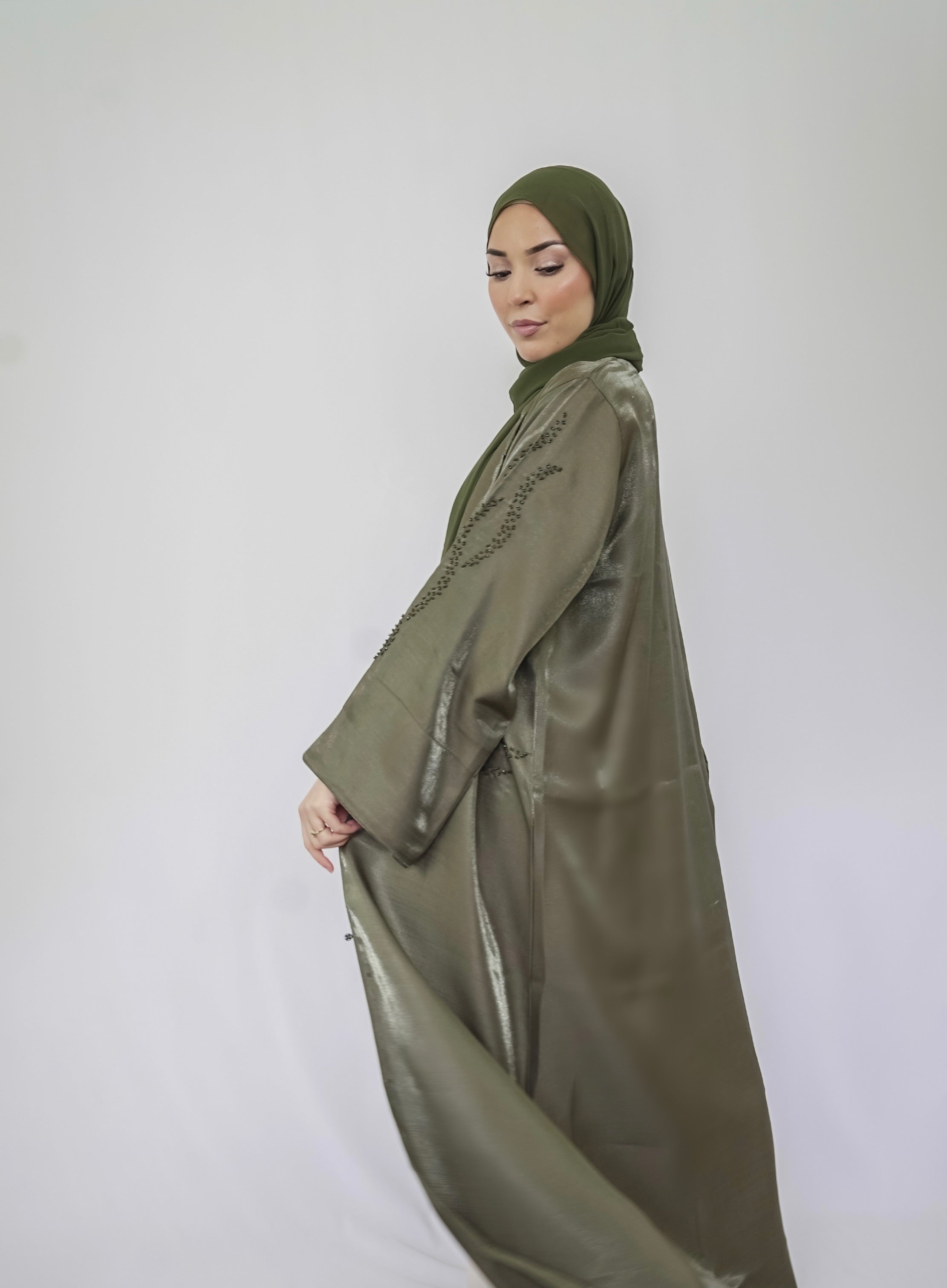 Khaki Organza Abaya